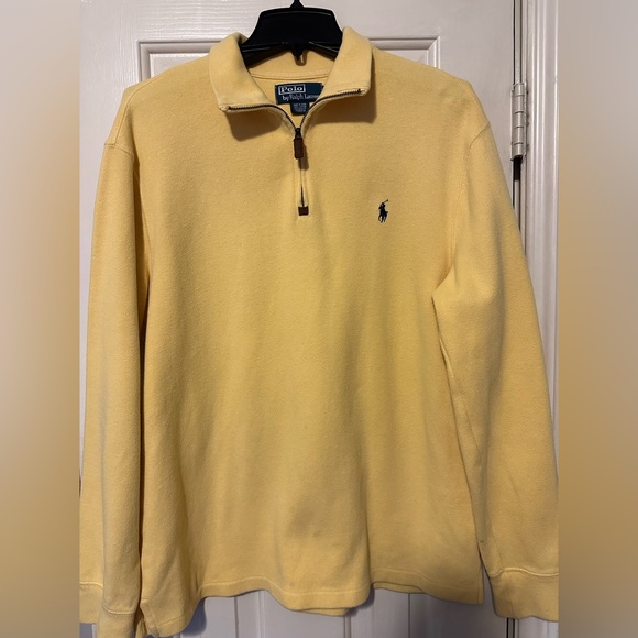 Polo Ralph Lauren Other - Polo Ralph Lauren Quarter Zip Men’s Size Medium Yellow Blue Pony Knit Cotton